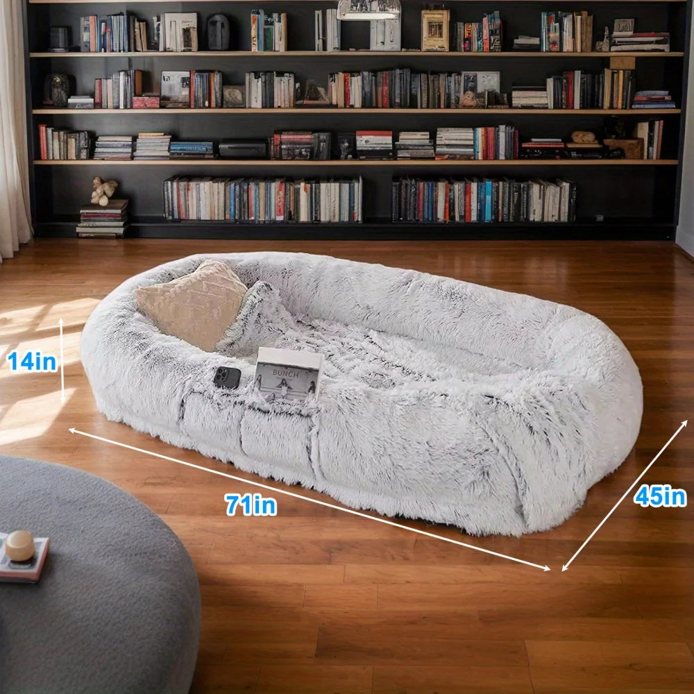 Oversized Faux Fur Human & Dog Bed