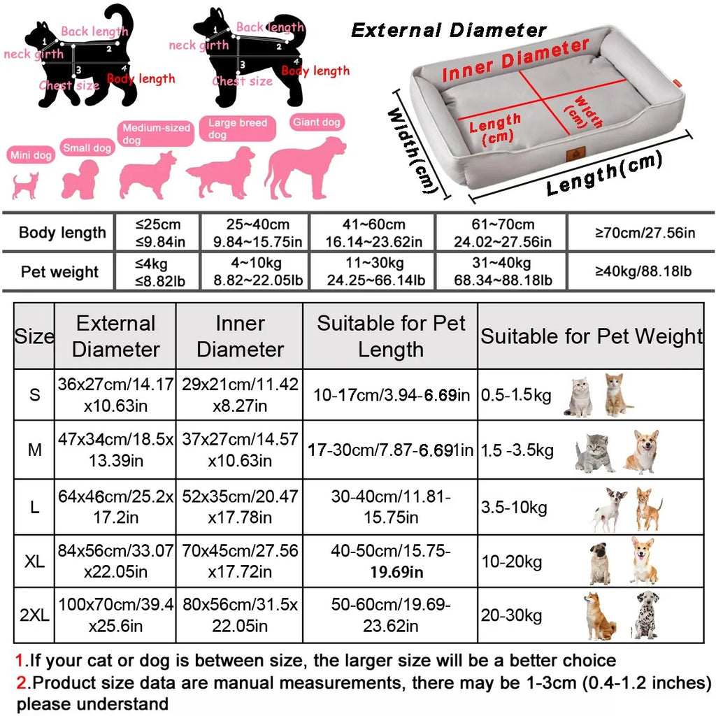 Four-Season Waterproof Square Pet Bed
