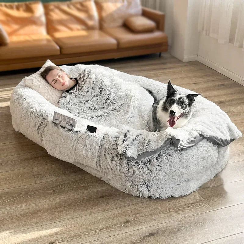 Giant Plush Shared Dog & Human Bed