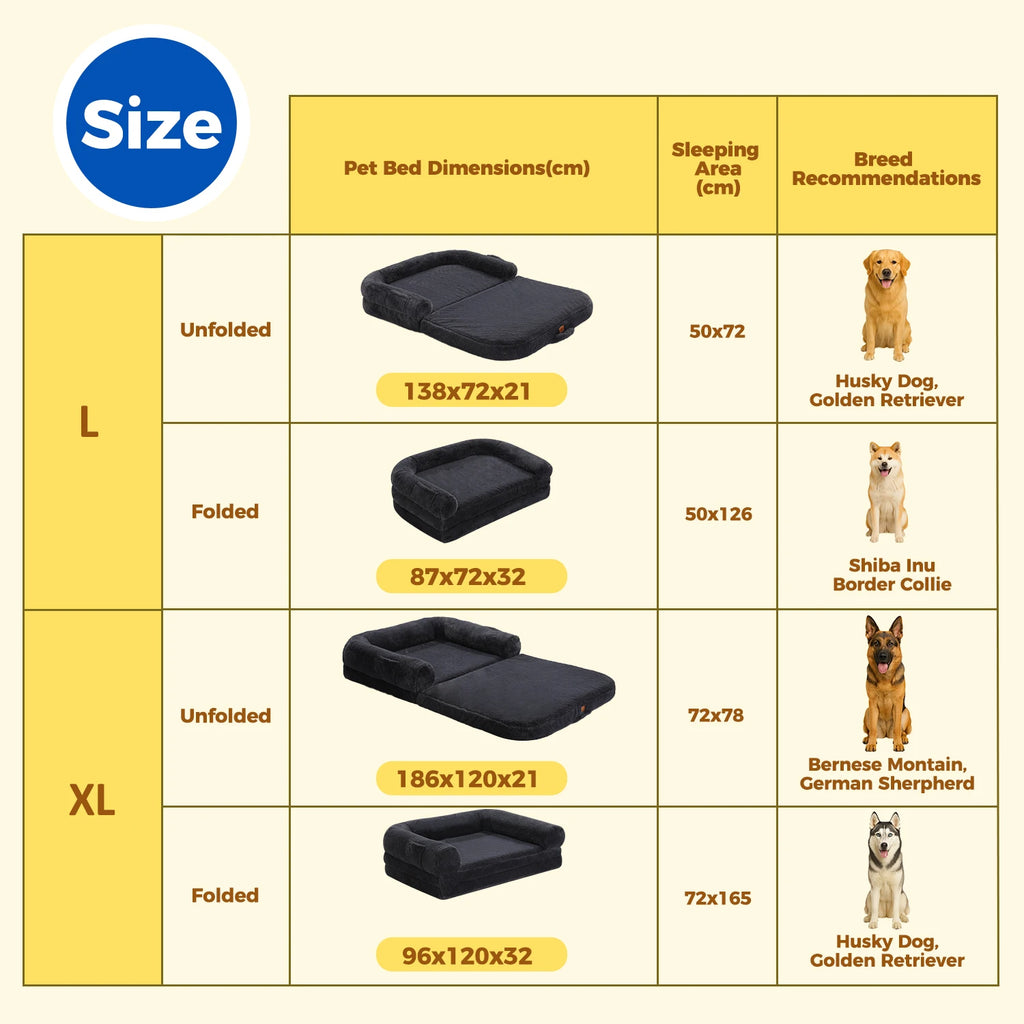 Foldable Orthopedic Dog Sofa Bed – Large/XL