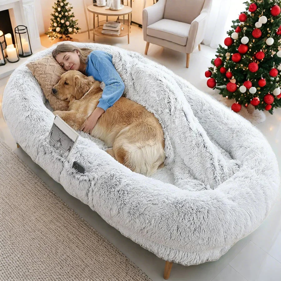 Giant Plush Shared Dog & Human Bed