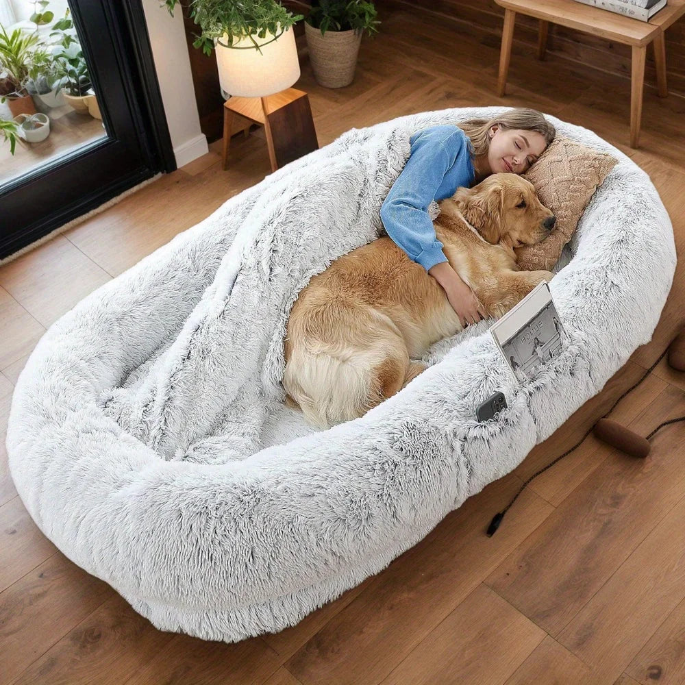 Oversized Faux Fur Human & Dog Bed