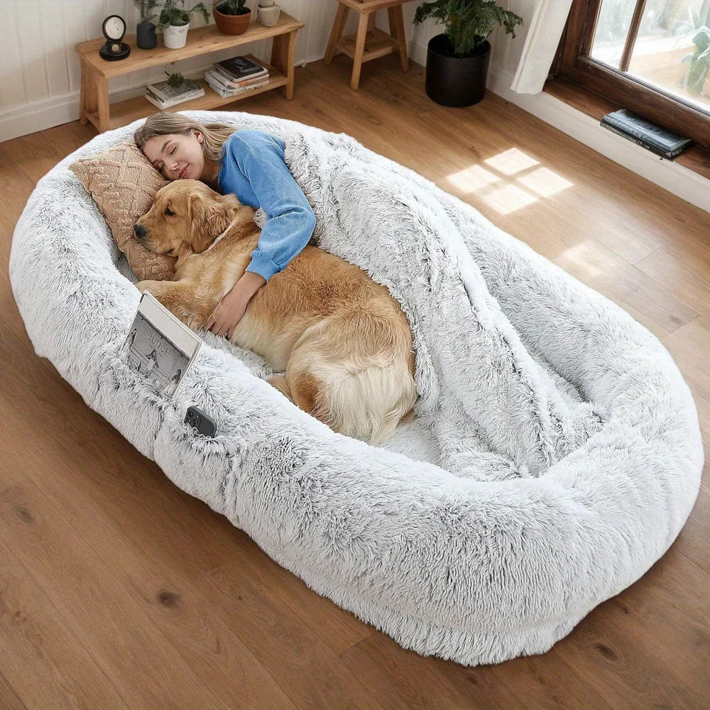 Oversized Faux Fur Human & Dog Bed