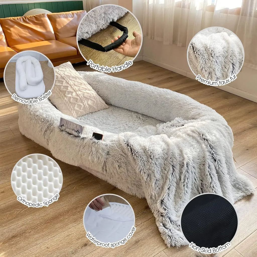Giant Plush Shared Dog & Human Bed