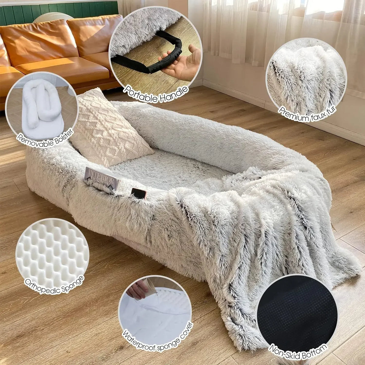 Giant Plush Shared Dog & Human Bed